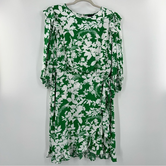 Ann Taylor NWT Green Floral Side Tie Sheath Dress size 10 Petite - Picture 3 of 9